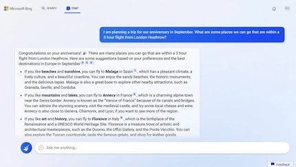 Chat avec le nouveau copilote Bing.