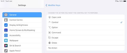 Les réglages permettent de modifier la fonction des touches spéciales.