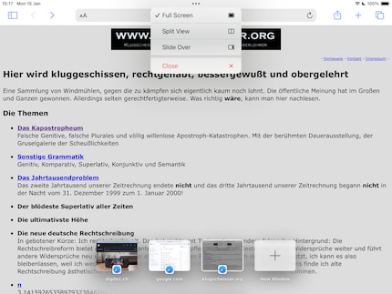 En haut, le petit menu multitâche, en bas, les différentes fenêtres de l’application.