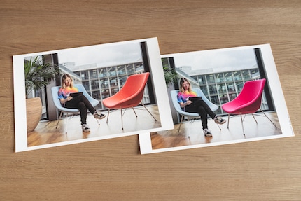 Sans le bon profil ICC (à gauche), les couleurs ne correspondent pas du tout sur ce papier Hahnemühle. Alors qu’avec le profil fourni par le fabricant (à droite), oui.