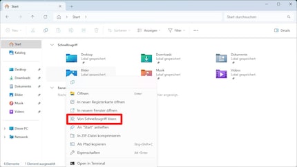 You can also customise the quick access that Windows itself defines.