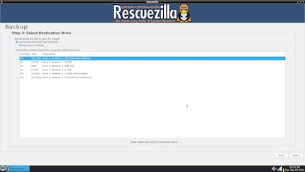 Select the target drive (you can also use network drives).