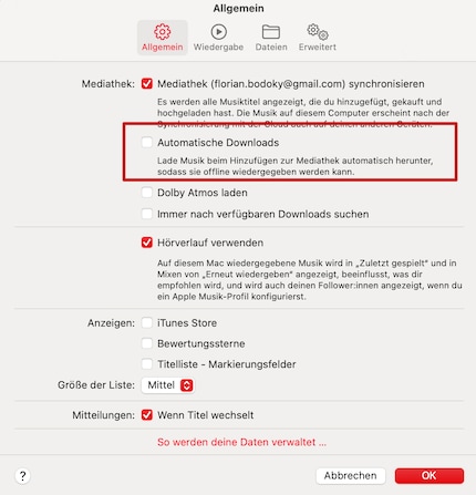 If you activate this option, all tracks will be downloaded automatically.